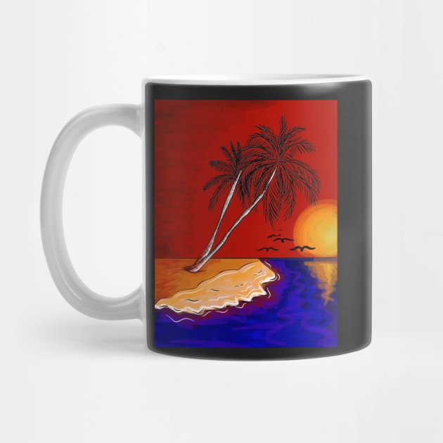 Palm and the Beach Retro by Grafititee